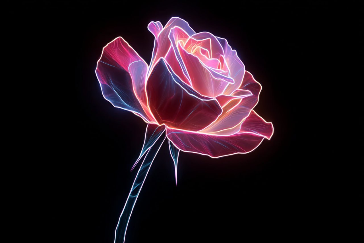 Neon Rose Luminous Bloom