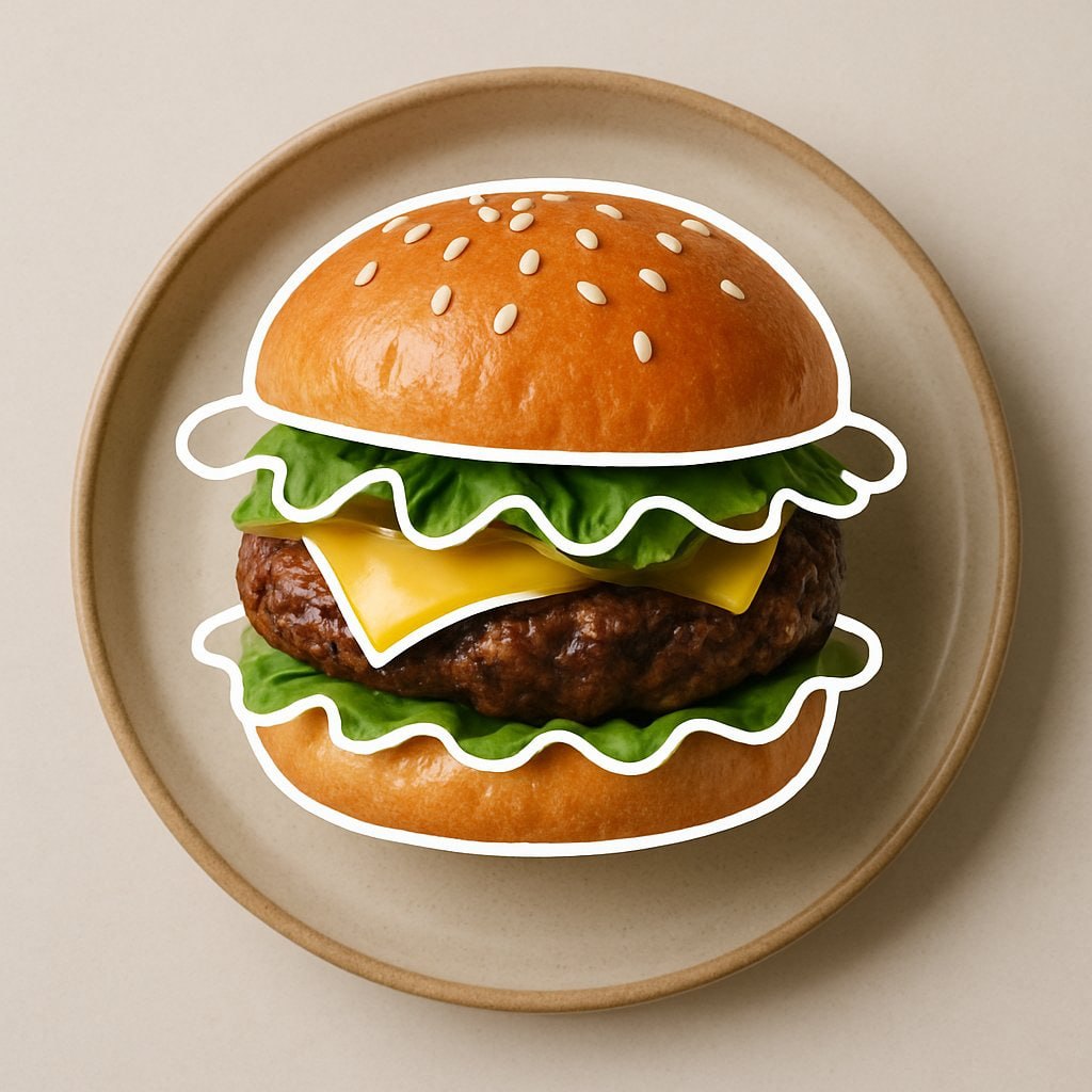 Photorealistic Cheeseburger Line Art
